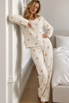 Kadın Comfort Casual Ekru Pijama Takımı