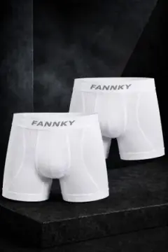 Erkek Rahat Esnek Seamless 2 Li Beyaz Boxer