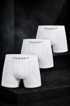 Erkek Rahat Esnek Seamless 3 Lü Beyaz Boxer
