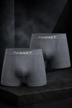 Erkek Rahat Esnek Seamless 2 Li Gri Boxer
