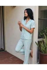 Viskon Karışım Homewear Su Yeşili Pijama Takımı