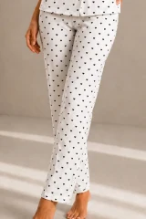 Kadın Kısa Kol Rahat Kalıp Şık Kar Beyaz Pijama Takımı
