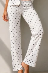 Kadın Klasik Doğal Düğme Gece Kar Beyaz Pijama Takımı