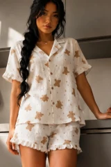 Kadın Cool Elastanlı Kar Beyaz Pijama Takımı