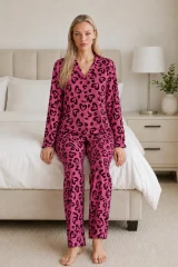 Kadın Casual Esnek Bol Lila Pijama Takımı 4672