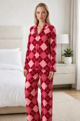 Kadın Casual Esnek Bol Kırmızı Pijama Takımı 4668