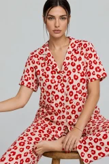 Kadın Kısa Kol Comfort Kırmızı Pijama Takımı 4725