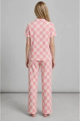 Kadın Kısa Kollu Rahat Pembe Pijama Takımı 4727