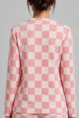 Kadın Çizgili Regular Fit Pembe Pijama Takımı 4691
