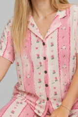 Kadın Kısa Kol Comfort Pembe Pijama Takımı 4738