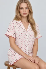 Kadın Şortu Rahat Ekru Pijama Takımı 4747