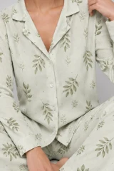 Kadın Uzun Kol Rahat Yeşil Pijama Takımı 4767