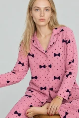 Kadın Uzun Kol Rahat Lila Pijama Takımı 4749