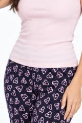 Kadın Trend Günlük Bluz Pembe Desenli Pijama Takımı