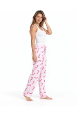 Kadın Çizgili Bluz Desenli Askılı Beyaz Pijama Takımı