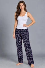Kadın Trend Günlük Bluz Beyaz Desenli Pijama Takımı