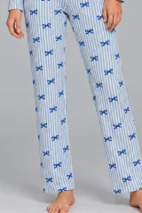 Kadın Desenli İkili Mavi Rahat Pijama Takımı 4815