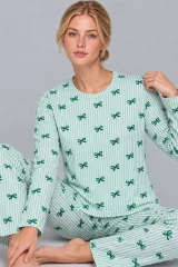 Kadın Comfort Esnek Yeşil Pijama Takımı 4801