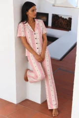 3 Adet Kadın Kısa Kol Comfort Pijama Takımı Yeşil