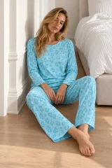 Kadın Şık Uzun Kollu M.Yeşili Pijama Takımı Mint Yeşili
