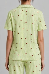 3 Adet Kadın Kısa Kollu Rahat Pijama Takımı Pembe