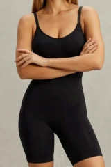 Kadın Kalp Yaka Sportif İncelten Etki SİYAH Body