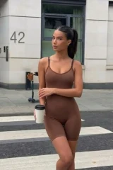 Kadın Sıkılaştırıcı Kahverengi Casual Esnek Body
