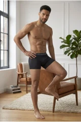 Erkek Rahat Esnek Seamless 3 Lü Siyah Boxer