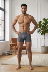 Erkek Rahat Esnek Seamless 2 Li Gri Boxer