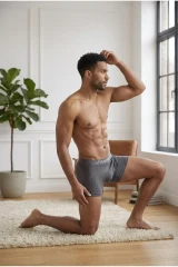 Erkek Rahat Esnek Seamless 2 Li Gri Boxer