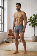 Erkek Rahat Esnek Seamless Gri Boxer